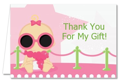  A Star Is Born!® Hollywood White|Pink - Baby Shower Thank You Cards Caucasian